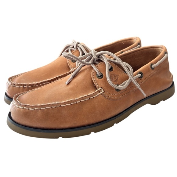 Sperry Top-Sider Mens Leeward 2 Eye Boat Shoe Size 9 Classic Leather Sahara Tan - Picture 3 of 14